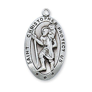 Sterling Silver St. Christopher 24" Chain and Box (Style: L316CH)