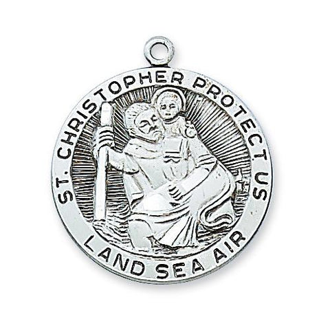 Sterling Silver St. Christopher 24" Chain and Box (Style: L420CH)