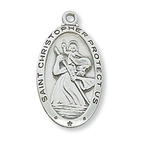 Sterling Silver St. Christopher 24" Chain and Box (Style: L550CH)