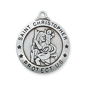 Sterling Silver St. Christopher 24" Chain and Box (Style: L575CH)