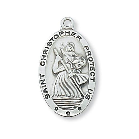 Sterling Silver St. Christopher Chain and Box (Style: L500CH)