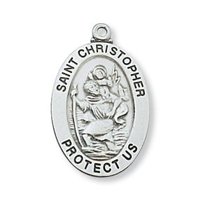 Sterling Silver St. Christopher Medal 20" Chain and Box (Style: L461CH)