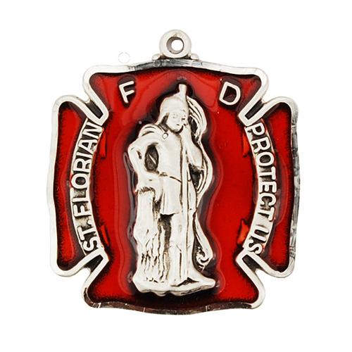 Sterling Silver St. Florian Badge 24" Chain (Style: L763)