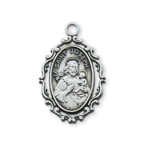 Sterling Silver St. Joseph 18" Chain and Box (Style: L621JS)