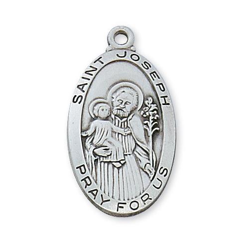 Sterling Silver St. Joseph 24 Chain and Box (Style: L550JS)