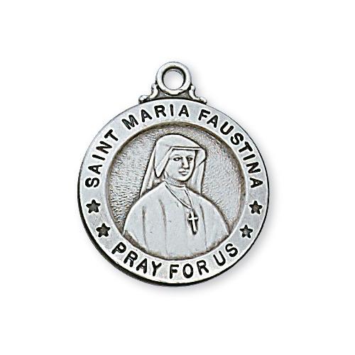 Sterling Silver St Maria Faustina 20" Chain and Box (Style: L600FA)