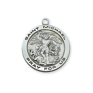 Sterling Silver St. Michael 18" Chain and Box (Style: L515MK)