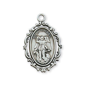 Sterling Silver St. Michael 18" Chain and Box (Style: L621MK)
