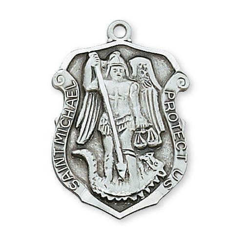 Sterling Silver St. Michael 24" Chain and Box (Style: L414)
