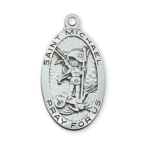 Sterling Silver St. Michael 24" Chain and Box (Style: L550MK)