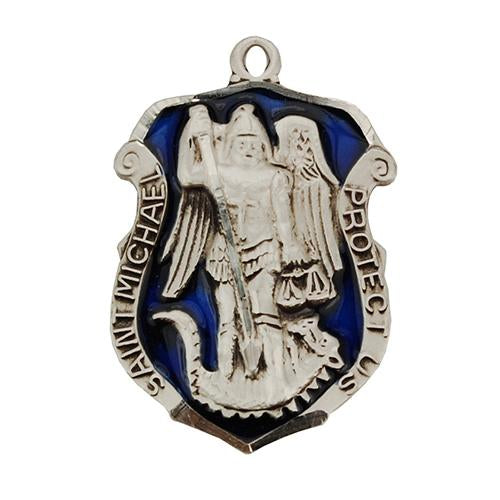 Sterling Silver St. Michael Badge 24" Chain (Style: L764)