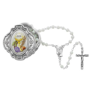 White Communion Rosary with Box (Style: 760-132)